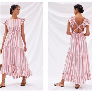 Anthropologie Maeve | Red and White Stripe | Maxi Dress  |  Size L